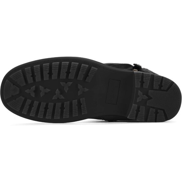 Women's Black Mysoft Knee High Boots Chunky Heel Lug Sole Side Zipper 2 Inch - Picture 4 of 8